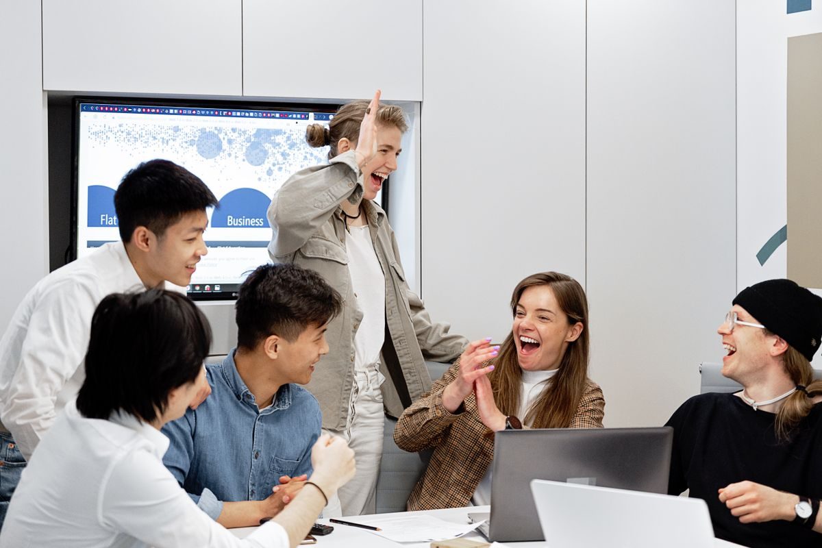 Colleagues enjoying working together