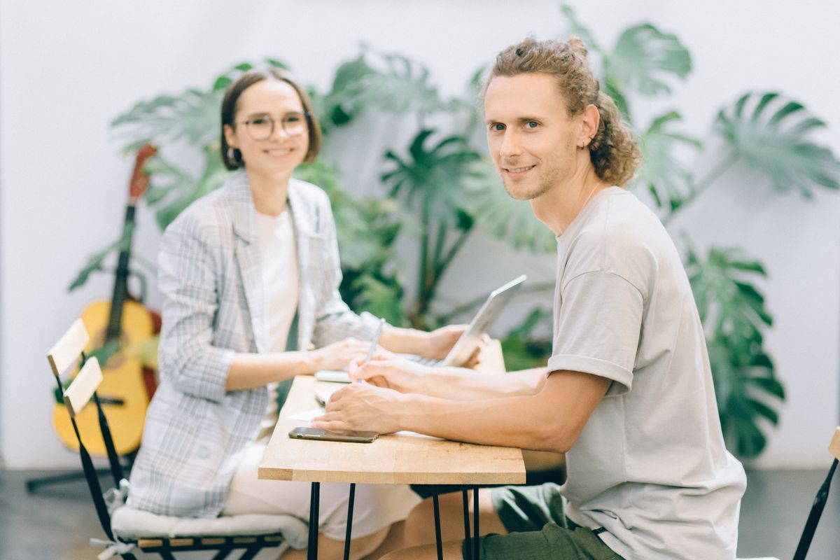 People working as a team